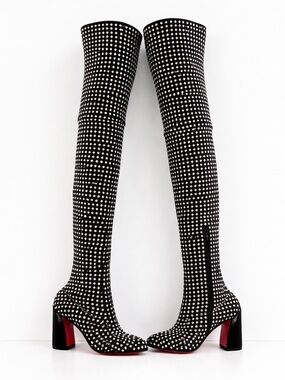 Christian Louboutin 2024 Jane Botta Alta Strass Crystal OTK Tall Boots EU 39.5